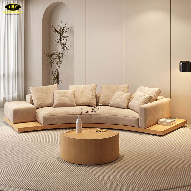 Sofa vòng cung màu trắng hiện đại