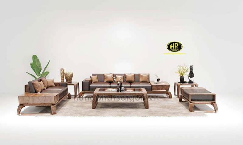 Ghế sofa gỗ óc chó bọc da HO-20