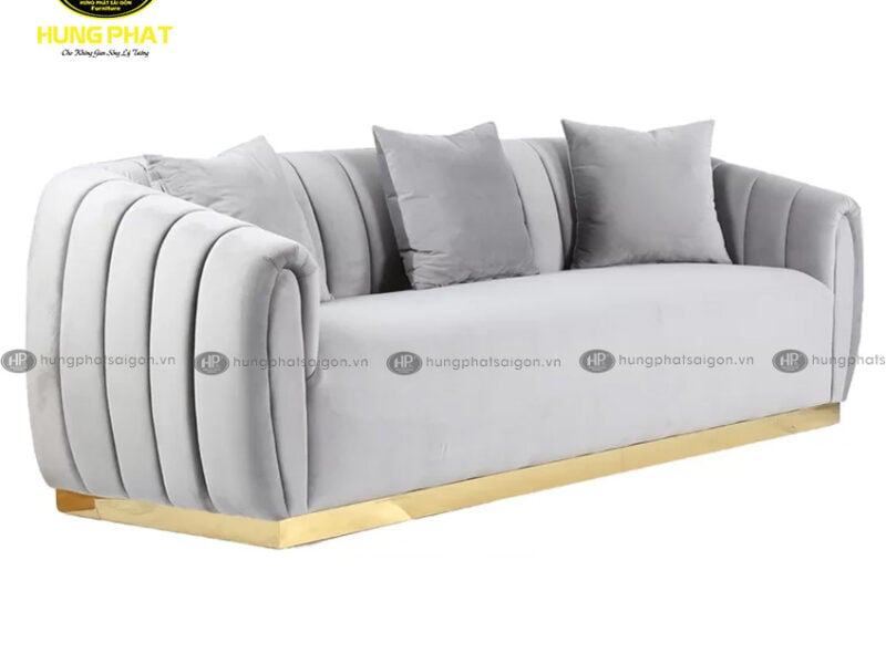 sofa vải chân mạ vàng phòng khách H-104