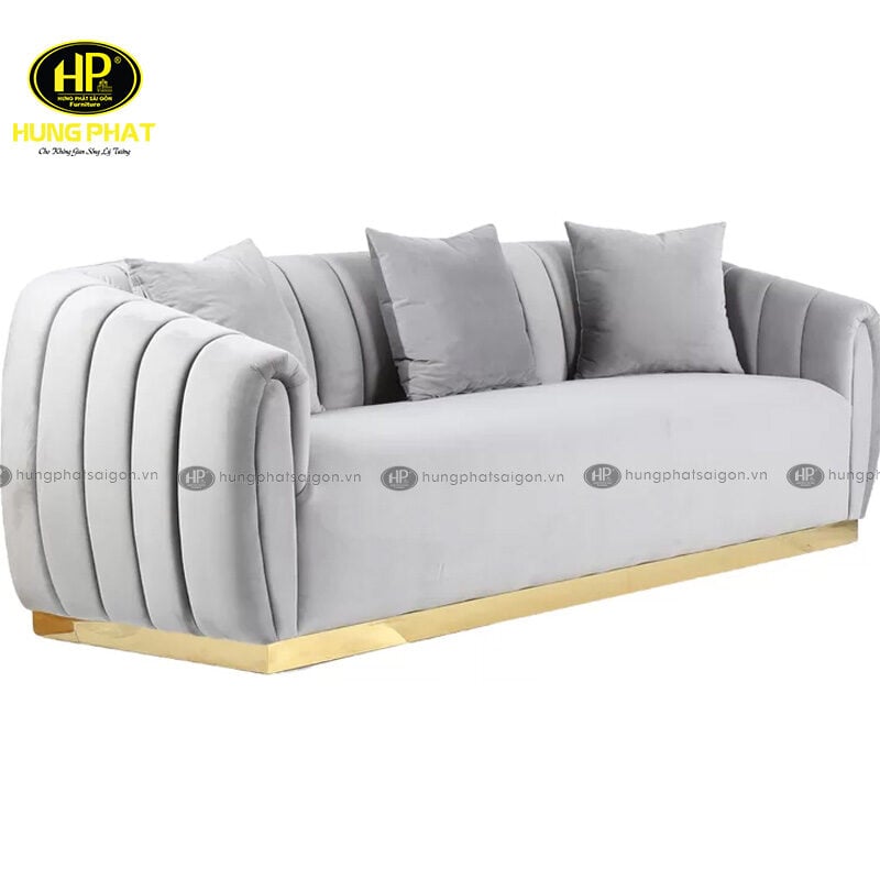 sofa vải chân mạ vàng phòng khách H-104