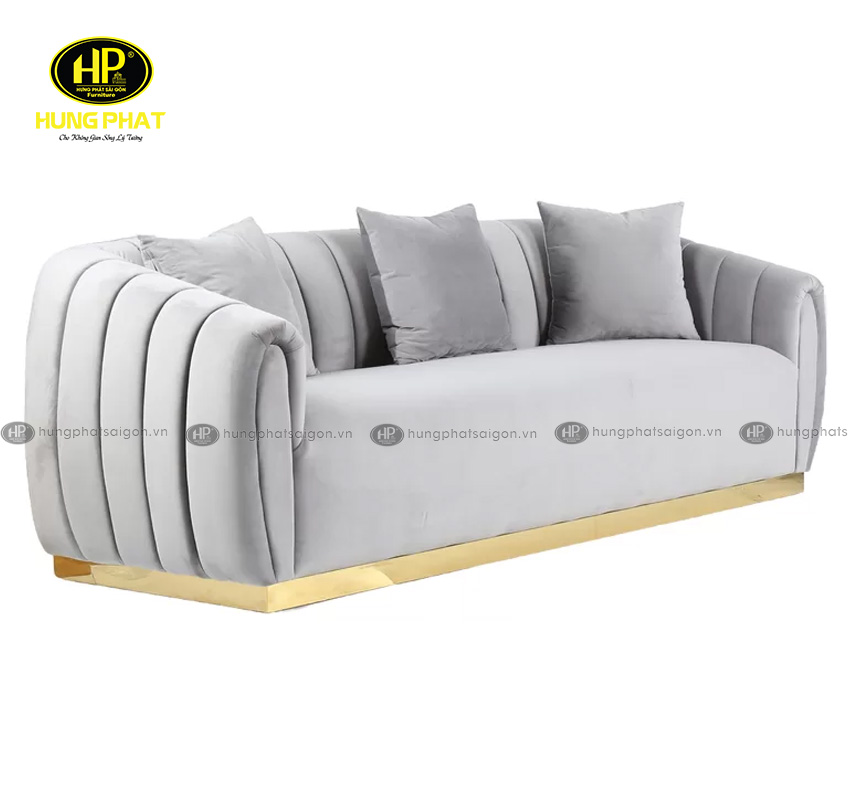 sofa vải chân mạ vàng phòng khách H-104