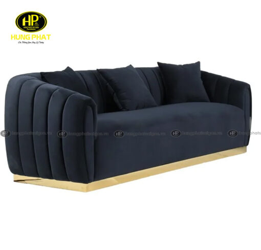 sofa vải chân inox mạ vàng phòng khách H-104