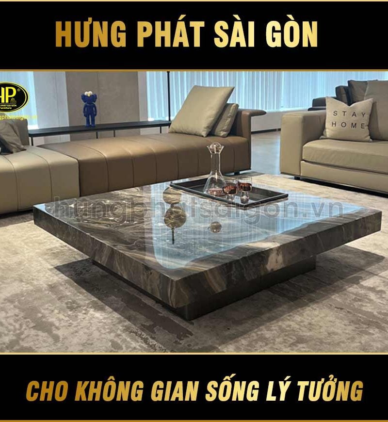 bàn sofa mặt đá phiến phong cách tối giản BT-888