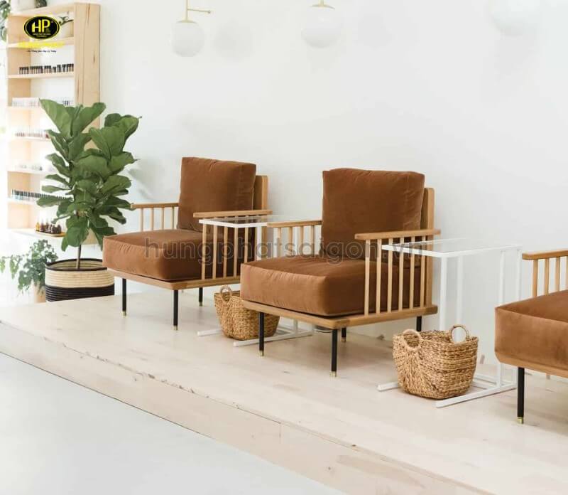 bộ ghế làm móng bằng gỗ đơn giản