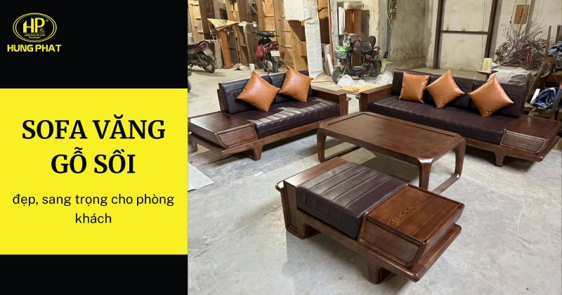 bộ ghế sofa văng gỗ sồi