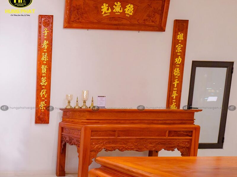 bộ hoành phi câu đối gỗ hương HPH-01