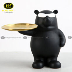 đồ decor gấu đen cầm khay YH21-24