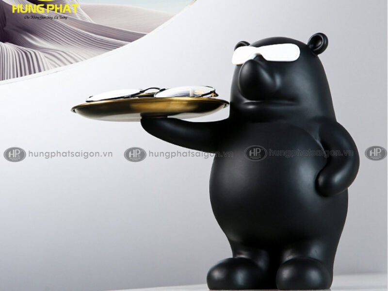 đồ decor chú gấu cầm khay YH21-24