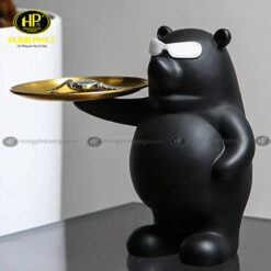 đồ trang trí gấu đen cầm khay YH21-24