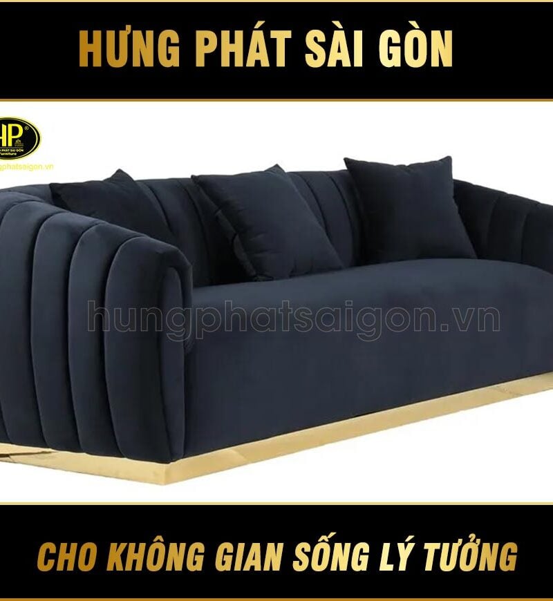 ghế sofa vải chân mạ vàng phòng khách H-104