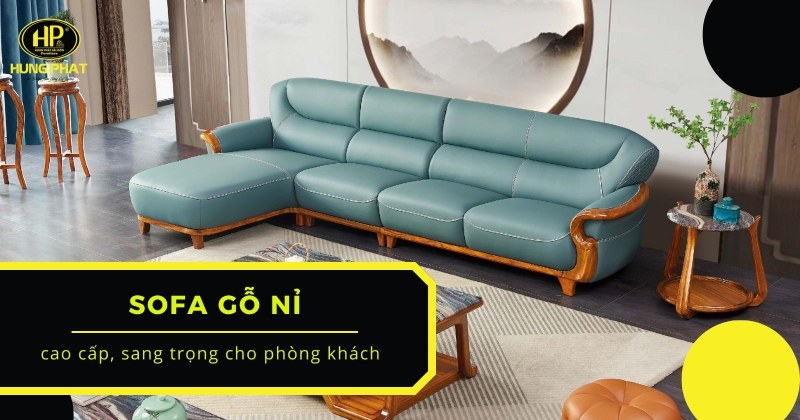 22 mẫu ghế sofa gỗ nỉ bọc đệm cao cấp, sang trọng cho phòng khách