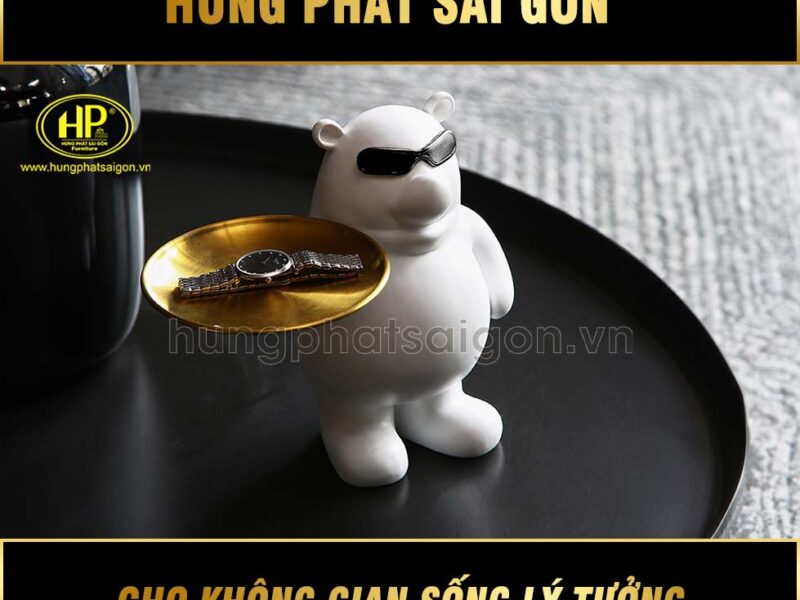 mô hình gấu trắng cầm khay YH21-25