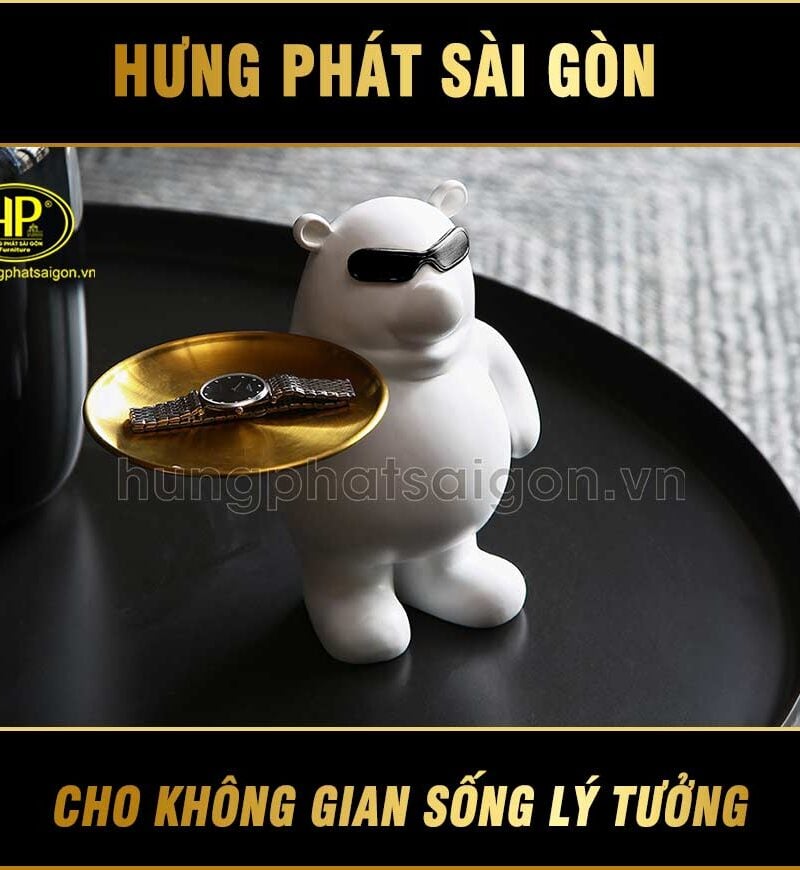 mô hình gấu trắng cầm khay YH21-25