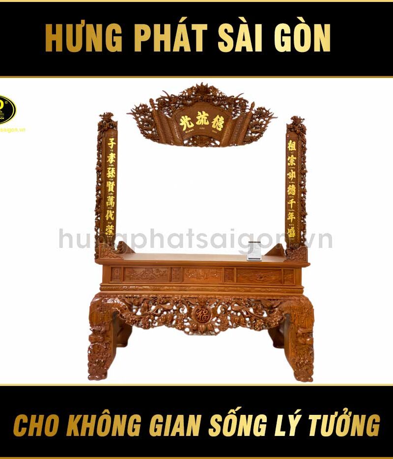 Sập Thờ Lá Cây Gỗ Hương Đá STH-24