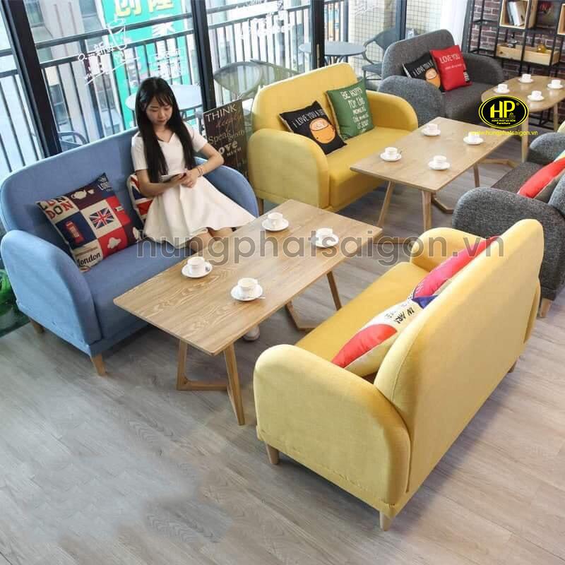 sofa cafe màu vàng kem cao cấp SC-45
