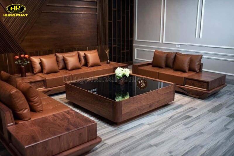 sofa hình chân thuyền gỗ óc chó ho44