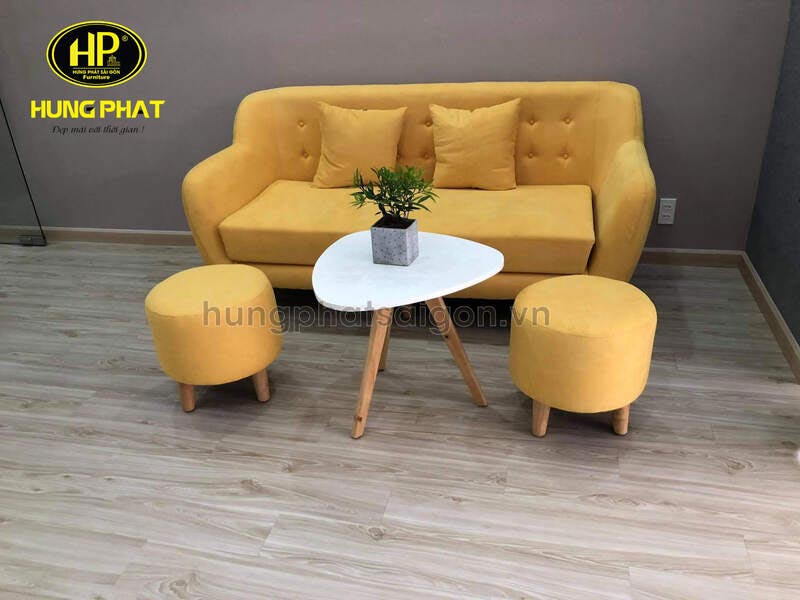 Sofa màu vàng chanh bằng đẹp H-53