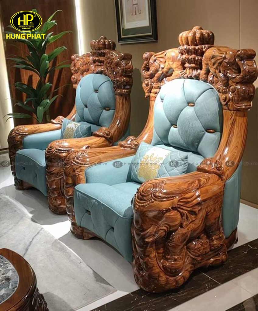 Ghế sofa tân cổ điển cao cấp gỗ mun KW-888