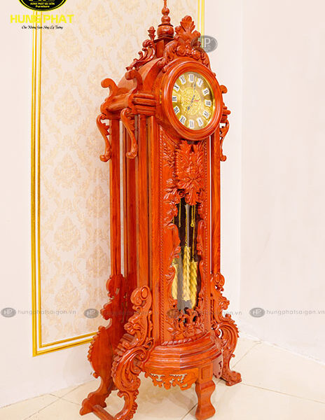 đồng hồ tháp gỗ hương đá DHH-04