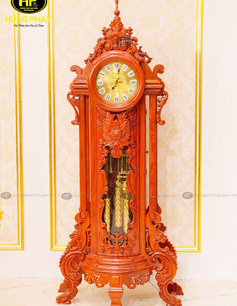 đồng hồ tháp gỗ hương DHH-04
