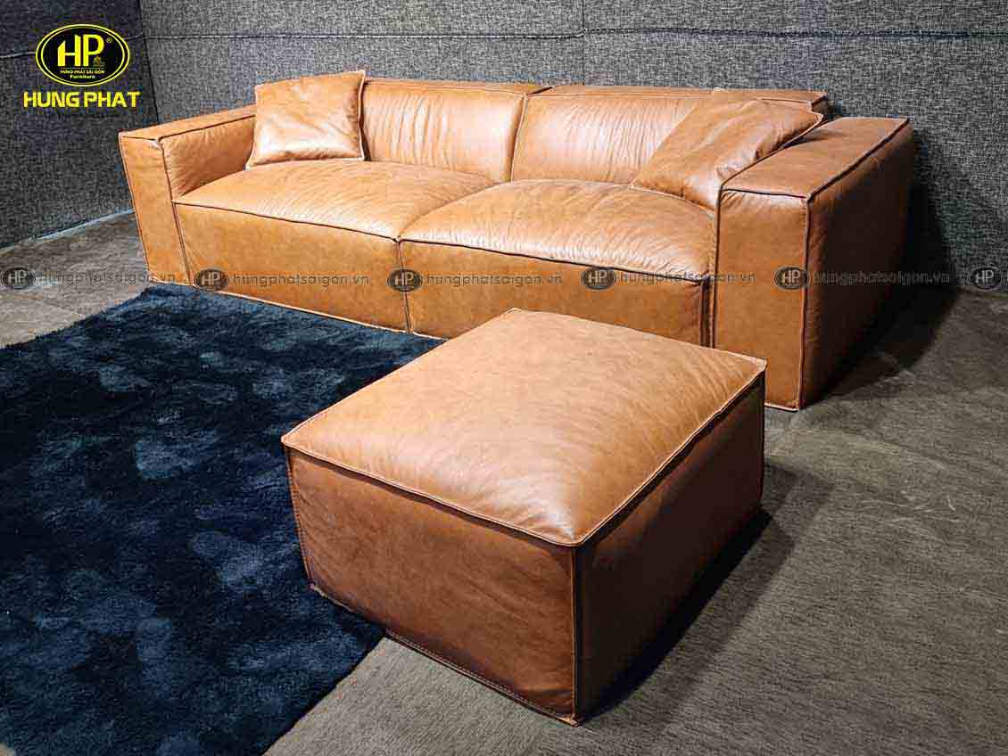 ghế sofa băng hiện đại màu da bò H-44