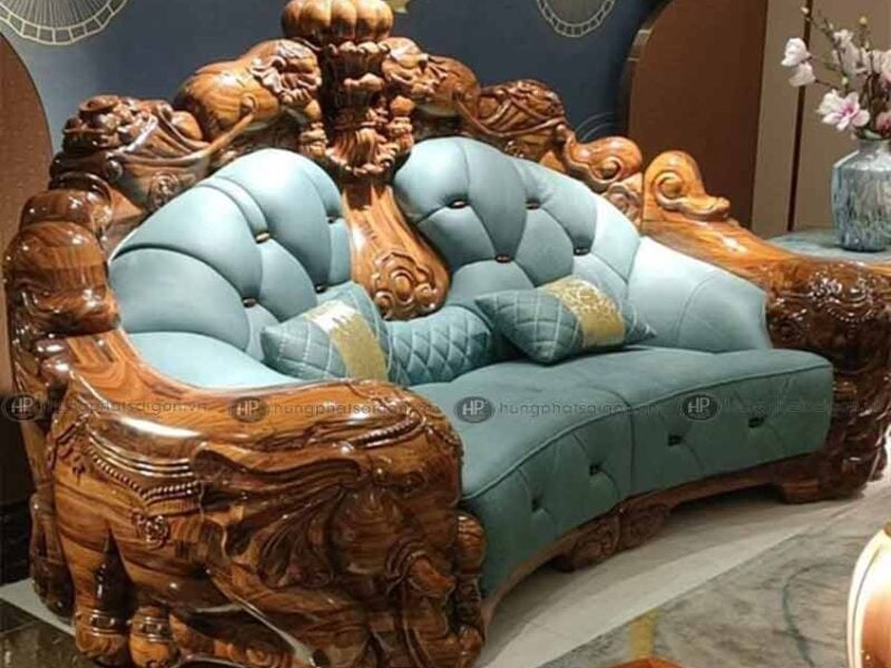 sofa tân cổ điển cao cấp gỗ mun KW-888