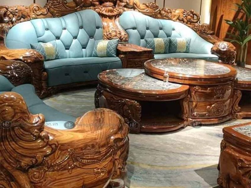 sofa tân cổ điển cao cấp gỗ mun KW-888