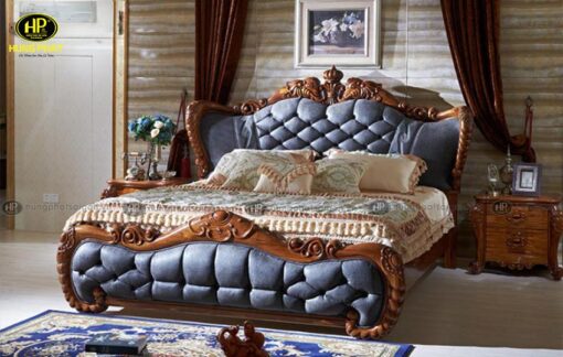 giường ngủ tân cổ điển da bò cao cấp G-E08