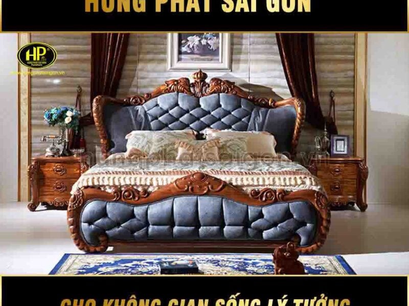 giường tân cổ điển gỗ mun G-E08