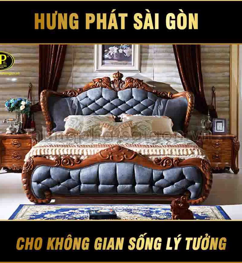 giường tân cổ điển gỗ mun G-E08