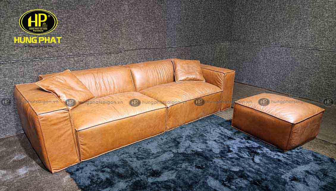 sofa băng hiện đại màu da bò H-44