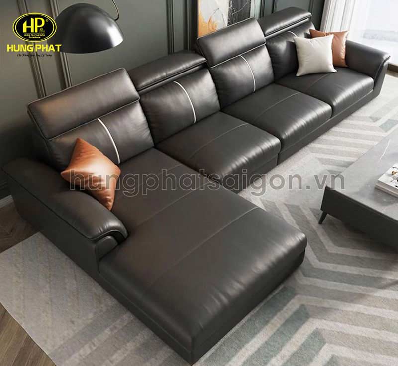 Sofa da góc màu xám HD-306