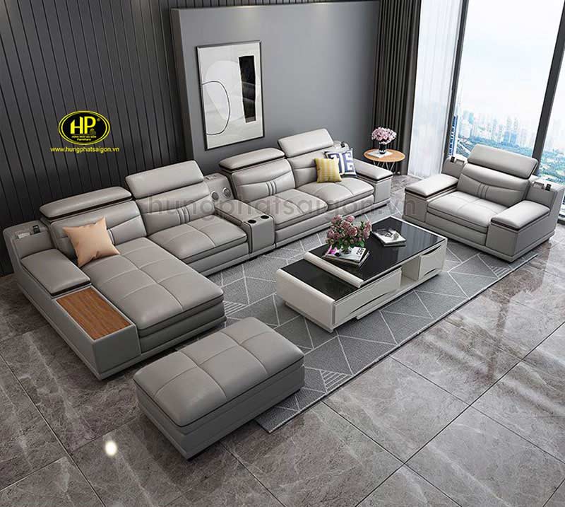 Sofa da màu xám HD-61