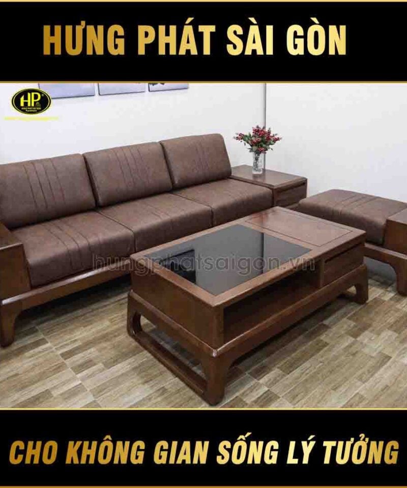 sofa gỗ sồi nga HS-23