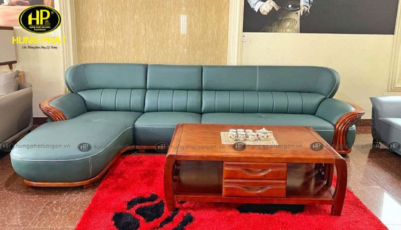 Sofa góc tay gỗ