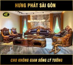 sofa tân cổ điển gỗ mun KU-898