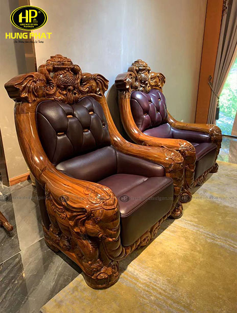 Bộ ghế sofa cổ điển gỗ mun nhập khẩu KU-898