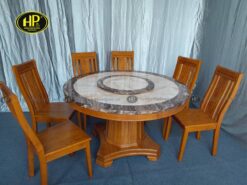Bộ bàn ăn tròn xoay 6 ghế ceramic VM-15