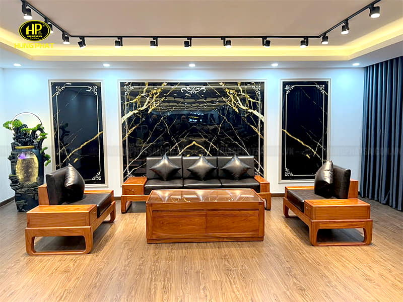 bộ ghế sofa gỗ chân hưu phòng khách hiện đại hh-60