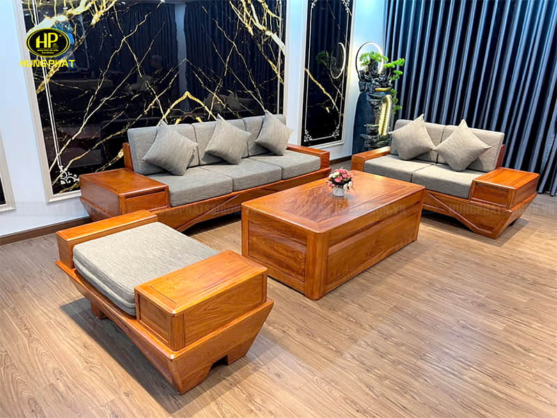 bộ sofa gỗ hương đá chân thuyền sang trọng hh-15