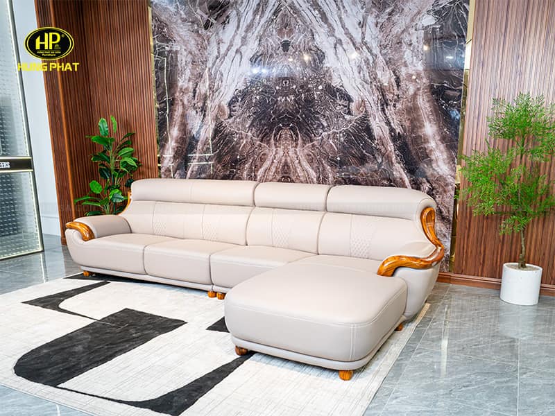 cận cánh ghế sofa mun da bò wj110