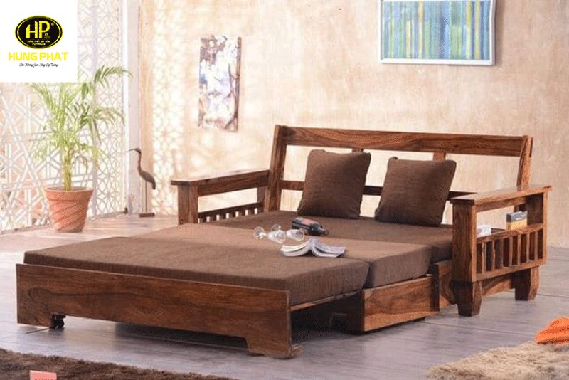 ghế giường sofa gỗ óc chó