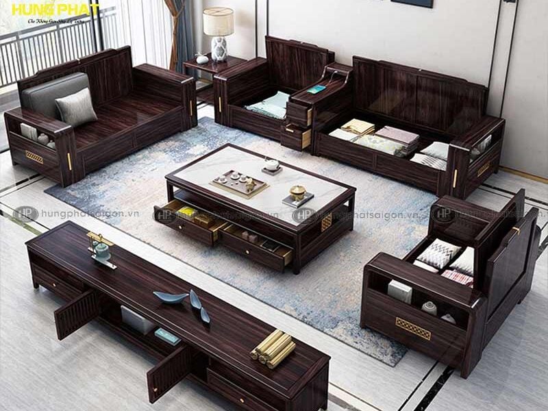 Ghế sofa gỗ hồ đào phòng khách SF-H102