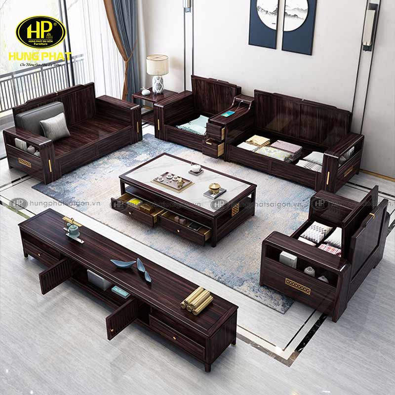 Ghế sofa gỗ hồ đào phòng khách SF-H102