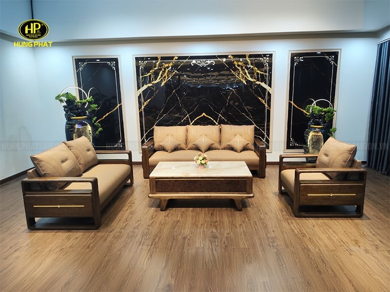 ghế sofa gỗ sồi nga phòng khách hs-884c