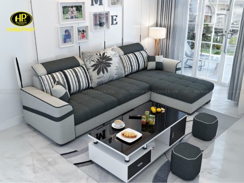 ghế sofa góc vải phối màu h-520