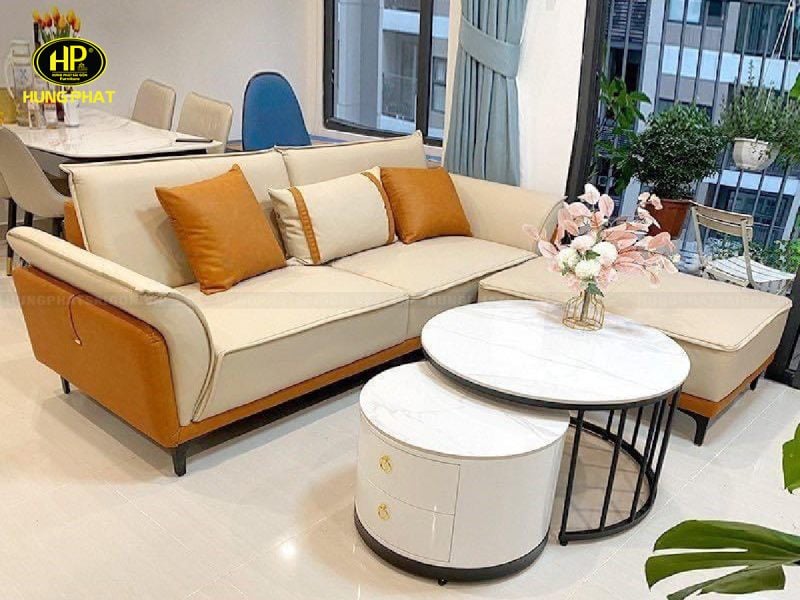 mẫu sofa da phòng khách hiện đại h-109
