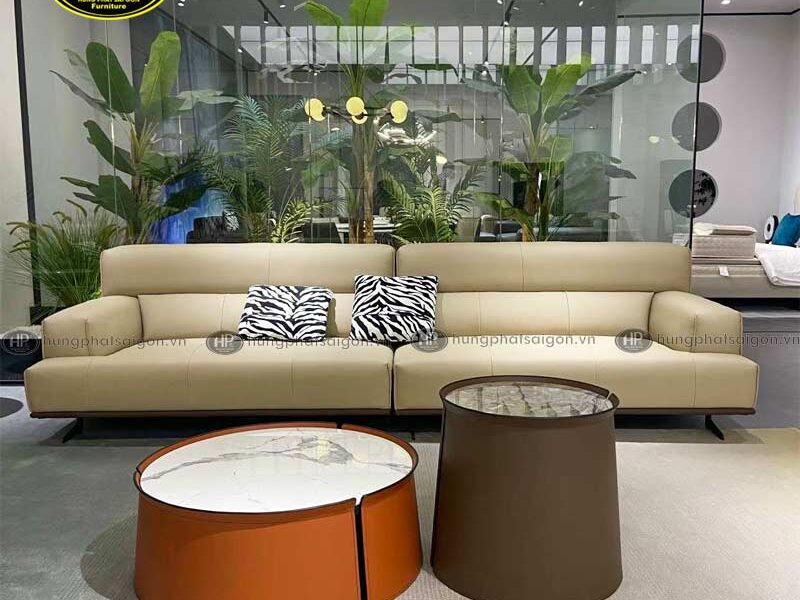 Sofa băng da bò phòng khách sang trọng NQ-2313