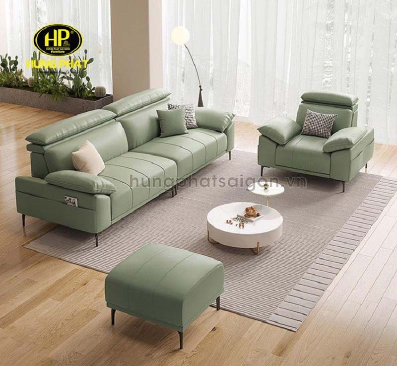 Sofa băng da màu xanh lá cây H-122