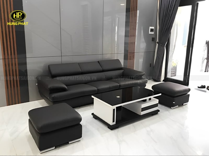 sofa băng da phòng khách hiện đại h-74